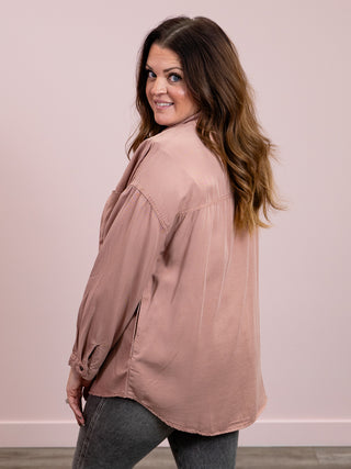 Risen | Frankie Oversized Tencel Shirt | Mauve