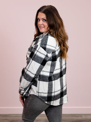 Stay Warm Plaid Shacket | Black