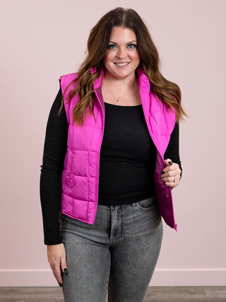 *NEW* Priya Puffer Vest | Fuchsia