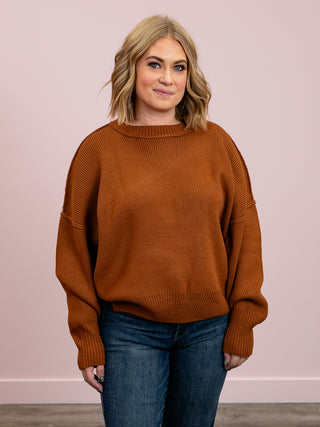 Casual Day Crewneck Relaxed Sweater | Chocolate