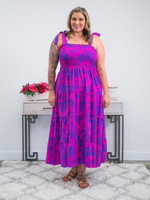 Serena Smocked Tiered Dress | Fuchsia