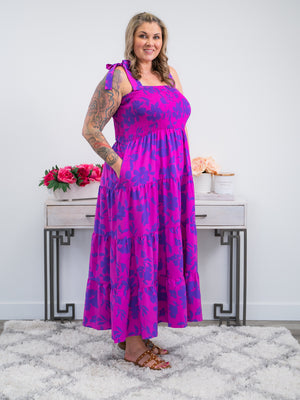 Serena Smocked Tiered Dress | Fuchsia