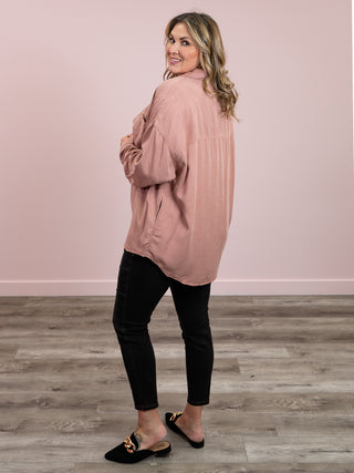 Risen | Frankie Oversized Tencel Shirt | Mauve