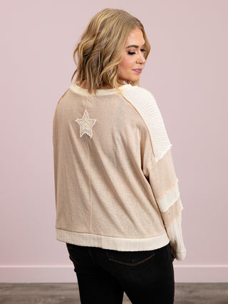 Blazing Star Patch Crop Top | Beige Multi