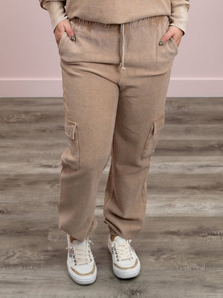 *NEW* Up In The Air Corded JOGGERS | Light Mocha