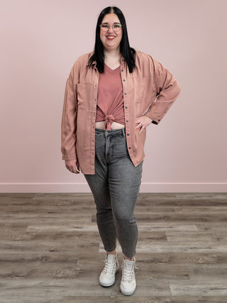 Risen | Frankie Oversized Tencel Shirt | Mauve