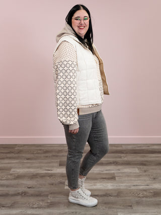 Priya Puffer Vest | Ecru