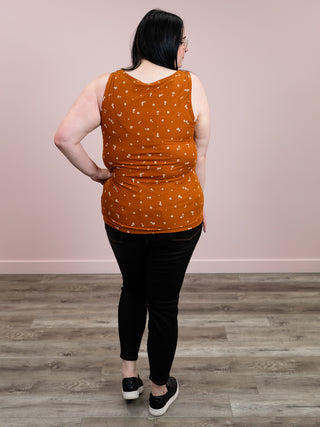 Sybil Ribbed Henley Tank | Rust Floral