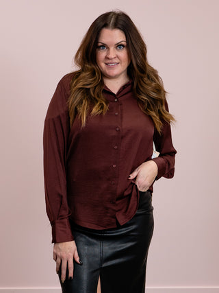 *FINAL SALE* DEX | Hope Satin Blouse | Deep Burgundy