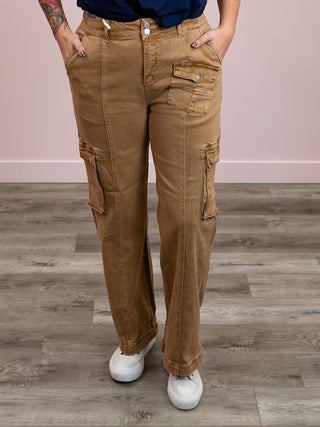 *FINAL SALE* Risen Jeans | High Rise | COCOA Cargo Straight Leg | Briar