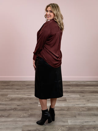 *FINAL SALE* DEX | Hope Satin Blouse | Deep Burgundy