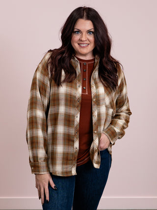 Follow Through Button Down Flannel Shirt | Brown