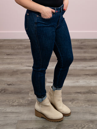 Judy Blue | Mid Rise | Dark Wash Tummy Control Skinny | Arlo