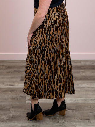 DEX | Don't Call Me Angel Satin Maxi Skirt | Black & Brown Animal Print