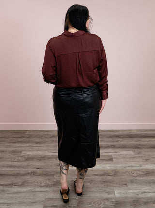 *FINAL SALE* DEX | Hope Satin Blouse | Deep Burgundy