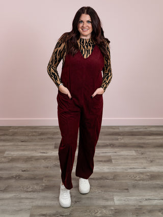 Cute & Corded Jumpsuit | Wine