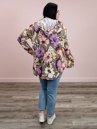 Maybe Floral Hooded Cardigan | Olive Multi