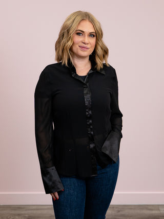 DEX | Midnight Oil Sheer Blouse | Black