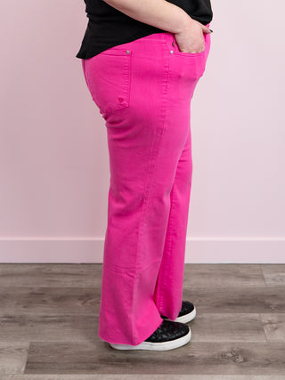 *FINAL SALE* Judy Blue | High Rise | HOT PINK 90's Straight LONG| Chuck