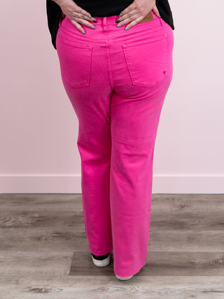 *FINAL SALE* Judy Blue | High Rise | HOT PINK 90's Straight LONG| Chuck