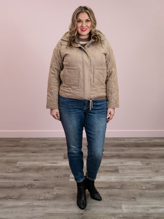 Hello Gorgeous Quilted Puffer Jacket | Taupe