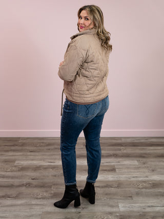 Hello Gorgeous Quilted Puffer Jacket | Taupe