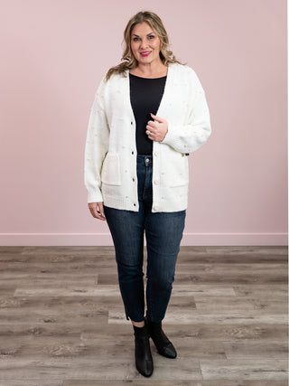 RD Style | Raziella V-Neck Cardigan | Winter White