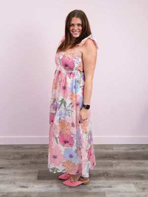 *FINAL SALE* Isadora Floral Tie Dress | Ivory & Natural