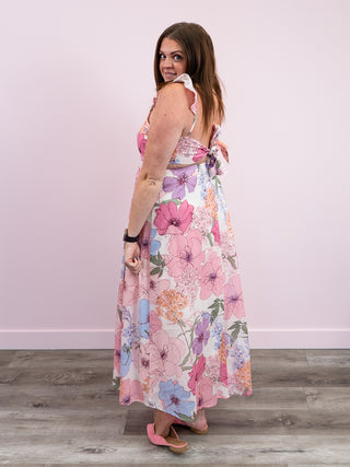 *FINAL SALE* Isadora Floral Tie Dress | Ivory & Natural