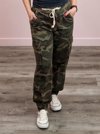 Shauna Tie Waist Jogger | Olive Camo