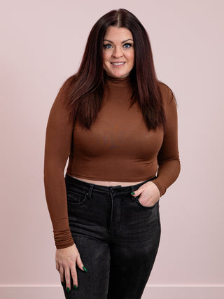 Trendy Layering Crop Turtleneck | Chestnut