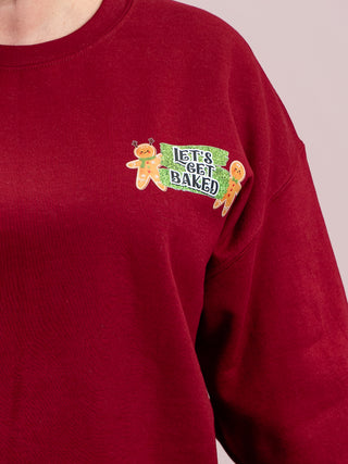 Let's Get Baked Crewneck Sweatshirt | Burgundy