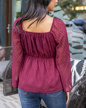 *NEW* Grace & Lace | Dobby Dot Peplum Top | Zinfandel