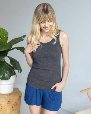 Grace & Lace | Essential Ribbed Fitted Tank Top | Charcoal