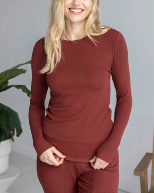 Grace & Lace | Essential Ribbed Long Sleeve Tee | Rust