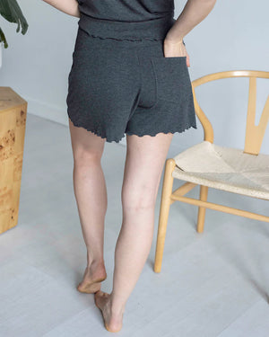 Grace & Lace | Essential Ribbed Lounge Sleep Shorts | Charcoal