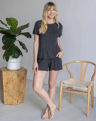 Grace & Lace | Essential Ribbed Relaxed Fit Tee | Charcoal