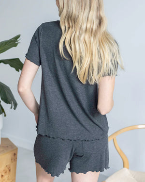 Grace & Lace | Essential Ribbed Relaxed Fit Tee | Charcoal