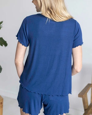 Grace & Lace | Essential Ribbed Relaxed Fit Tee | Classic Blue