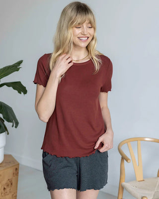 *FINAL SALE* Grace & Lace | Essential Ribbed Relaxed Fit Tee | Rust