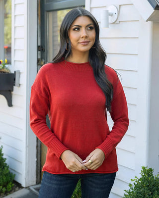 Grace & Lace | Everyday Mock Neck Sweater | Autumn Red