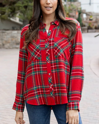 Grace & Lace | Favorite Button Up Top | Christmas Plaid