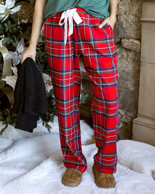 Grace & Lace | Flannel Christmas Pajama Pants | Red Plaid