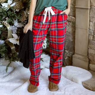 Grace & Lace | Flannel Christmas Pajama Pants | Red Plaid