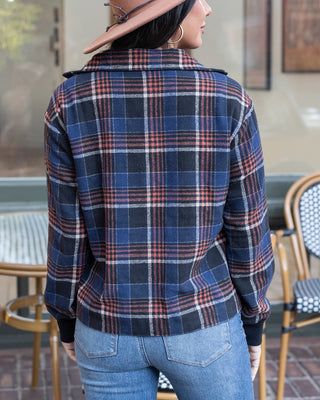 Grace & Lace | Flannel Plaid Jacket | Navy & Orange