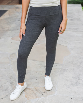 Grace & Lace | Fleece Lined Pocket Leggings | Charcoal Grey