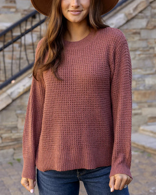 Grace & Lace | Heathered Waffle Knit Sweater | Adobe