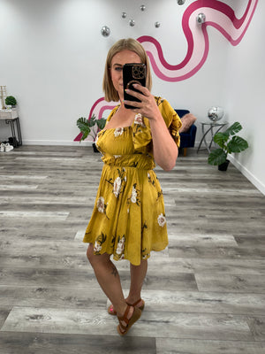 *INSIDER BONUS* Alex Puff Sleeve Mini Dress | Floral Mustard