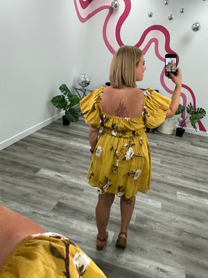 *INSIDER BONUS* Alex Puff Sleeve Mini Dress | Floral Mustard