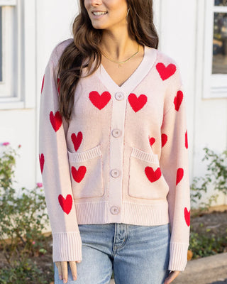 Grace & Lace | Knit Heart Cardigan | Cream